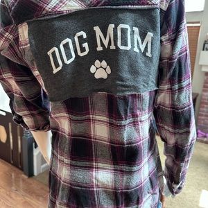 Full Tilt. “Dog Mom” flannel upcycled shacket button down oversized grunge